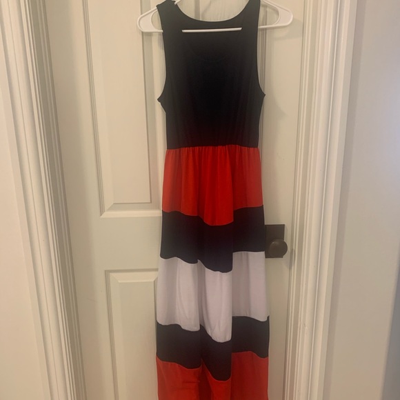 Maxi Chevron Summer Boho Floral Tank Dress - Picture 3 of 6